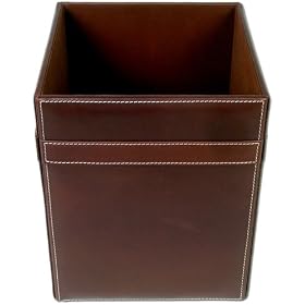 Rustic Genuine Leather Executive Waste Basket
