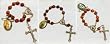 One Decade Finger Rosary with Holy Family, Carmen, or Lady Grace Medallion, Colored Beads, and Crucifix - MADE IN ITALY
