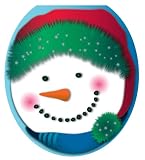 Toilet Tattoos TT-X604-R Snowman in Stocking Cap Design, Round