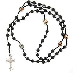 Faux Pearl Black Rosary with Photographs