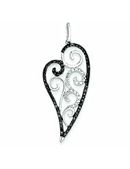 0.8 Carat 14K White Gold Black & White Diamond Heart Pendant