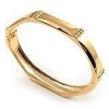 Gold Tone Classic Crystal Hinged Bangle Bracelet