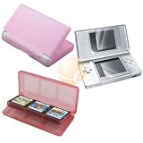 Pink Soft Silicone Skin Case + Game Card Case (Tomato Red) Holder + LCD Screen Protector for Nintendo DS Lite NDSL