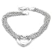Sterling Silver Floating Heart Charm Bracelet W/ Rhodium Finish - size 7