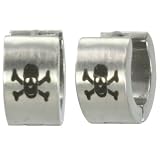 7mm Stainless Steel Skull Huggie Hoop Earrings