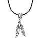 Body Candy Native American Feather Pendant Leather Choker Necklace, 16
