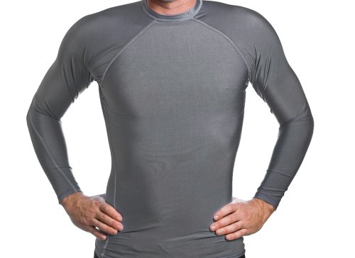 Men's UV Rash Guard Shirt L S Gun Metal Grey