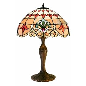Warehouse of Tiffany 2478+BB06 Tiffany-style Barouque Table Lamp, Rustic Red