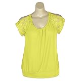Plus Size Yellow Lace And Braid Top