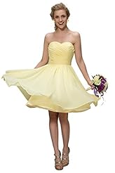 Plus Size A-line Strapless Cocktail Knee Length Short Pleated Chiffon Sweetheart Sleeveless Evening Dress/Bridesmaid Dress/Wedding Party Dress 