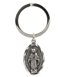 Christian Key Ring - Silver-Toned Genuine Pewter Miraculous Mary Key Chain