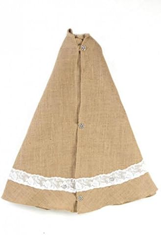d Stevens Primitive Tan Burlap Christmas Tree Skirt w/Lace Trim, 64" Wide