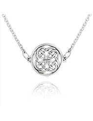 Bling Jewelry Round Celtic Knot Medallion Station Necklace Sterling Silver 16in