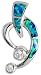 Sterling Silver Open Heart Slide / Pendant, Inlaid w/ Lab Opal with 5 mm Amethyst CZ