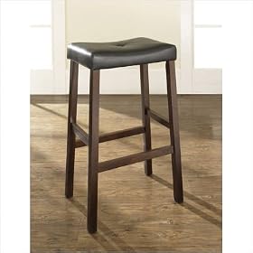 Upholstered 29 Saddle Seat Bar Stool in Vintage Mahogany Finish [Set of 2] by Crosley