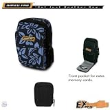 Ex-Pro Pac Designer Digital Camera Case, Water Proof Material, Designer Print for Smaller Camera s. Includes belt strap and shoulder strap. Ocean, Light Blue & Black