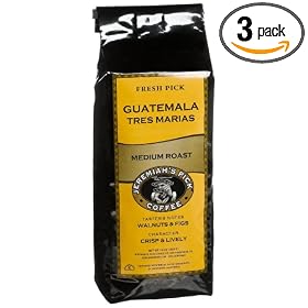Jeremiah's Pick Coffee Fresh Pick, Guatemala Tres Marias Whole Bean Coffee, 16-Ounce Bags (Pack of 3)