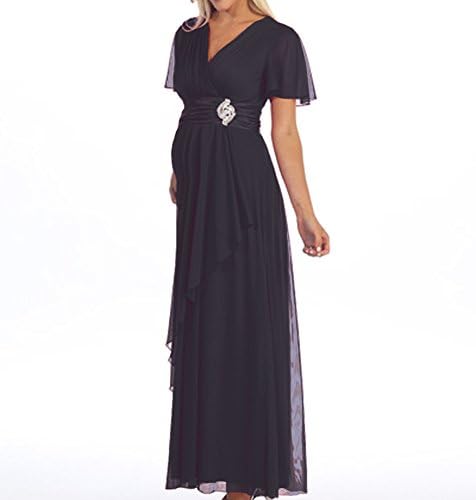 Trendy Tummy Maternity Evalyn Women's Evening Long Gown Formal Dress (Medium, Black)