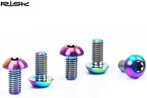 Risk 10pcs Titanium Ti Bicycle Rotor Disc Brake Bolts Torx T25 Screws M510mm(Colorful)