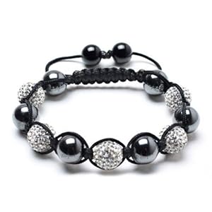 Bracelet type Shamballa Macrame Hématite noir et argent
