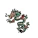 Small - Dragon - Facing Left - Green/Red - Iron on Applique/Embroidered Patch