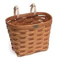 Peterboro Original Bike Basket made from White Ash wood - made in USA - Large - Cherry , genuine leather starps , brass medallion