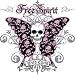 Free Spirit Butterfly Gothic Girls T-shirt, Medium, White