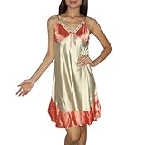 SILK COUTURE Womens Sexy Gorgeous Sleepwear Dress / Pajama Nightgown - Orange & Apricot -Size: M-L