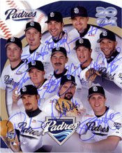 Signed Padres, San Diego (2004) 8x10 By the 2004 San Diego Padres (Trevor Hoffman, Xavier Nady, Ryan Klesko, Brian Lawrence, Jay Payon, Brian Giles, Bruce Bochy, Jake Peavy, David Wells, Sean Burroughs and Phil Nevin) 11 signatures in all Photo
