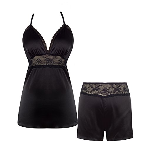 Ekouaer Sleepwear Women's Short Pajama Set Sexy Lingerie Satin Cami Set