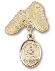 Gold Filled Baby Badge with St. Rachel Charm and Baby Boots Pin