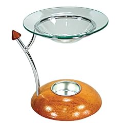 Duftlampe / Duft�llampe EINBEIN, H�he ca. 14cm, Durchmesser ca. 13cm, ECHTHOLZ / CHROM