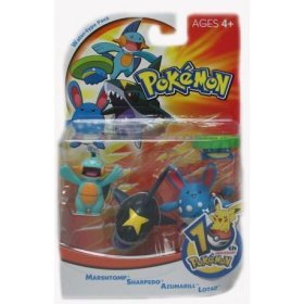 Toys: Pokemon Mini Action Figure Set Water Type Pack with Marshtomp, Sharpedo, Azumarill & Lotad