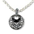 Trinity Black Agate Silver Natural Seed Pearl Pendant w. White Cultured Pearl Chain Necklace - Dahlia Vintage Collection Trinity Black Agate Silver Natural Seed Pearl Pendant w. White Cultured Pearl Chain Necklace - Dahlia Vintage Collection