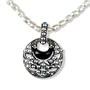 Trinity Black Agate Silver Natural Seed Pearl Pendant w. White Cultured Pearl Chain Necklace - Dahlia Vintage Collection