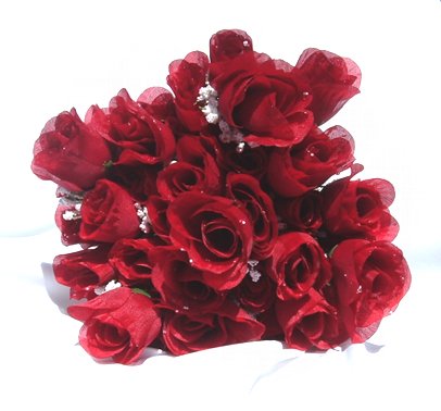 168 Silk Rose Flowers w/Raindrops - Wedding Flowers - Bridal/Floral - Red