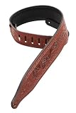 Levy's Leathers M17T03-WAL Carving Leather Tooled Guitar Strap,Walnut