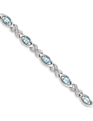 Sterling Silver Diamond & Light Swiss Blue Topaz Bracelet
