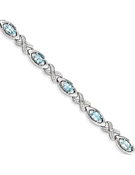 Sterling Silver Diamond & Light Swiss Blue Topaz Bracelet