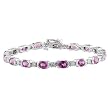 14K White Gold Pink Sapphire and Diamond Bracelet