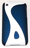 KingCase iPhone 3G & 3GS * Rubberized Slim Slider Twist Case (Navy Blue & White) 8GB, 16GB, 32GB
