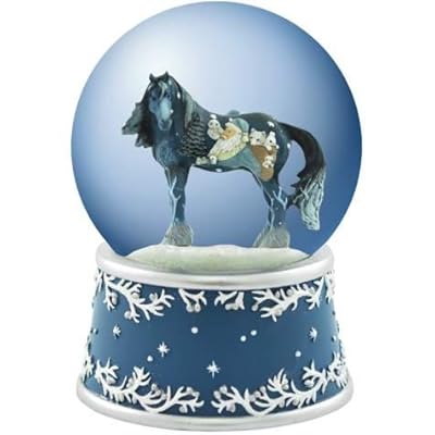 Blue Wild Horse With Santa Claus And Woodland Animals Snow Globe