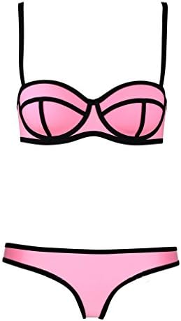 Sexy Pink Neon Style Bikini Large Size