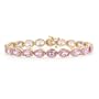 10k Yellow Gold Oval Cut Created Pink Sapphire Bracelet, 7"