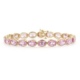10k Yellow Gold Oval Cut Lab-Created Pink Sapphire Bracelet, 7 by Amazon.com Collection