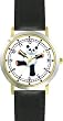 Giant Panda Bear Plush (Happy Face) Dancing - Bear - JP Animal - WATCHBUDDY&reg; DELUXE TWO-TONE THEME WATCH - Arabic Numbers - Black Leather Strap-Size-Large ( Men's Size or Jumbo Women's Size )