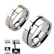 Stainless Steel IP Striped Single CZ Ring