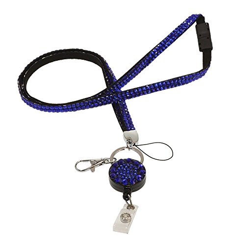 Royal Blue Bling Lanyard with Badge Reel