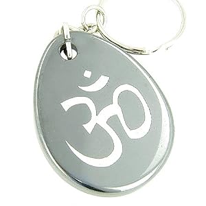 Protection And Lucky Om Symbol Hematite Gemstone Keychain