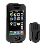 Apple Iphone 1st Gen (NOT for iPhone 3G) Smartphone Accessory Kit - Black Aluminum Metal Case with Belt Clip + Rapid Car + Home Travel Charger + Premium Reusable LCD Screen Protector with Lint Cleaning Cloth By Ikross